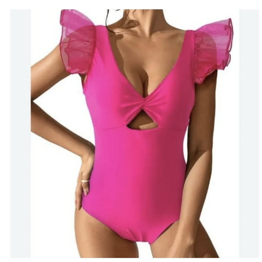 Women's One Piece Swimsuit Ruffle Lace Pleated Padded Swimwear  Young